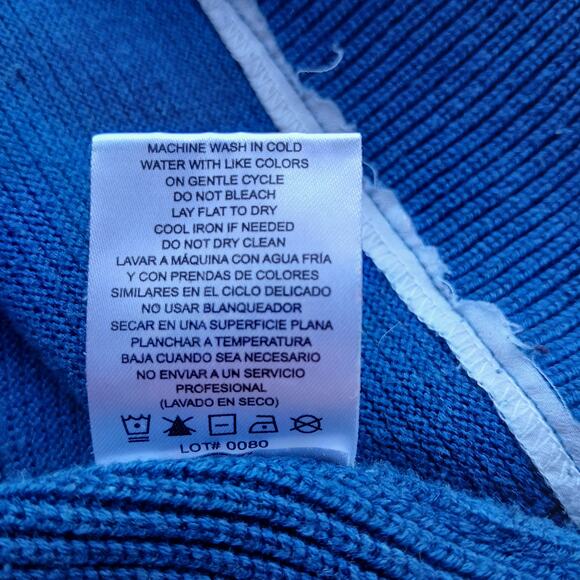 Hilary Radley Heather Blue Ribbed Knit Sweater L long sleeve crew neck altered - Picture 7 of 12